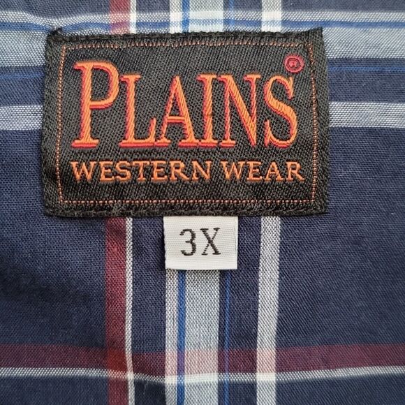 Plains Big Man Western Pearl Snap Shirt Blue Plaid Size 3X - Picture 4 of 7